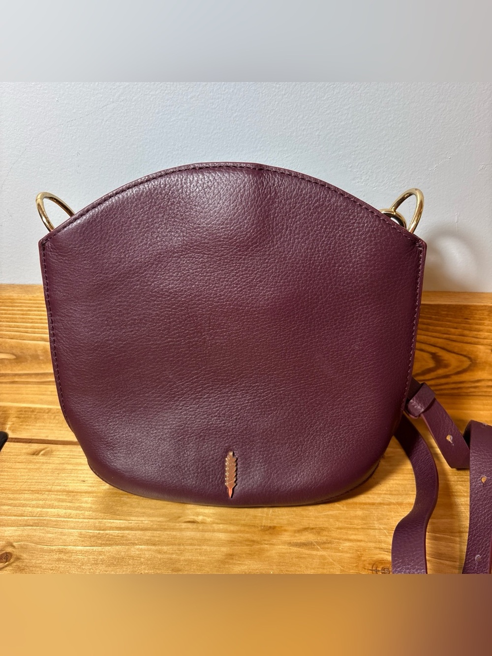 Thacker Leather Small Crossbody Bag Purse Wine Color